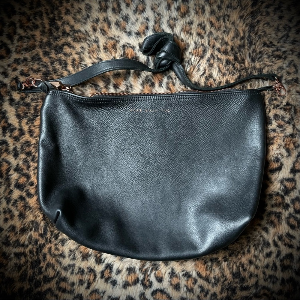 Dear Survivor Black Leather Bag with Rose Gold Hardware